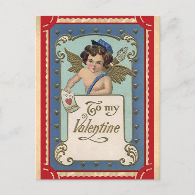 Cute Vintage Valentines Day Angel Cherub Letter Postcard (Front)