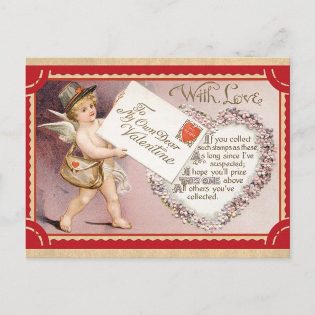 Cute Vintage Valentines Day Cherub Mail Postcard (Front)