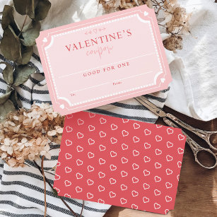Cute Vintage Valentine's Day Coupon Voucher Invitation