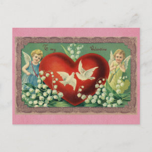Cute Vintage Valentines Day Victorian Angel Heart Postcard