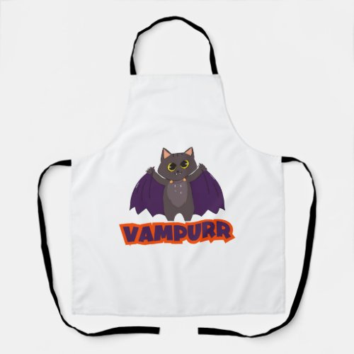 Cute Vintage Vampurr Bat_Cat Halloween T_shirt   Apron