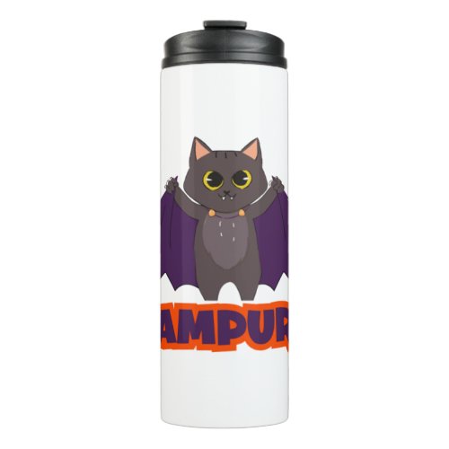 Cute Vintage Vampurr Bat_Cat Halloween T_shirt   Thermal Tumbler