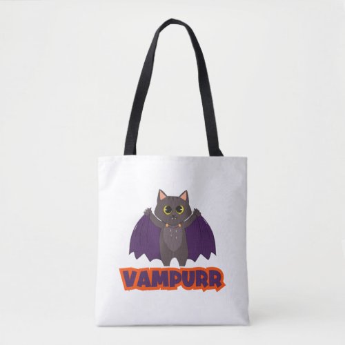 Cute Vintage Vampurr Bat_Cat Halloween T_shirt   Tote Bag
