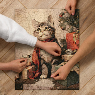 Cute Vintage Victorian Cat 520-Piece Jigsaw Puzzle