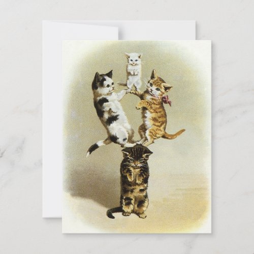 Cute Vintage Victorian Cats Kittens Playing Humor