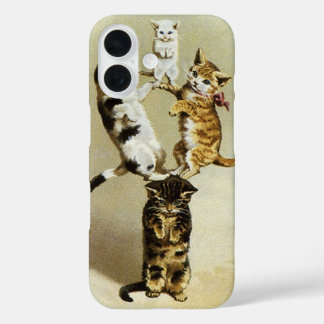 Cute Vintage Victorian Cats Kittens Playing, Humor iPhone 16 Case