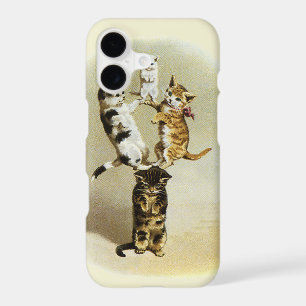 Cute Vintage Victorian Cats Kittens Playing, Humor iPhone 17 Case