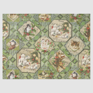 Cute Vintage Victorian Christmas Cats Tissue Paper