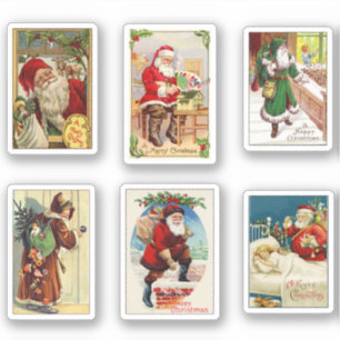 Cute Vintage Victorian Christmas Santa Cards Sticker