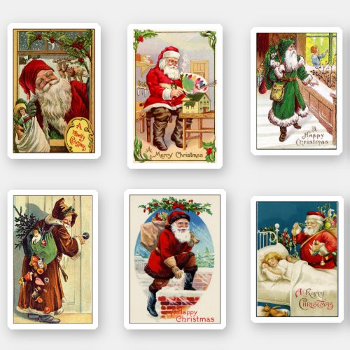 Cute Vintage Victorian Christmas Santa Cards Sticker