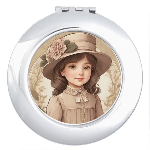 Cute Vintage Victorian Girl Portrait Compact Mirror