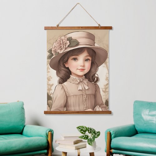 Cute Vintage Victorian Girl Portrait Hanging Tapestry