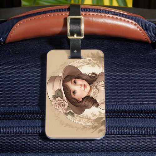 Cute Vintage Victorian Girl Portrait Luggage Tag
