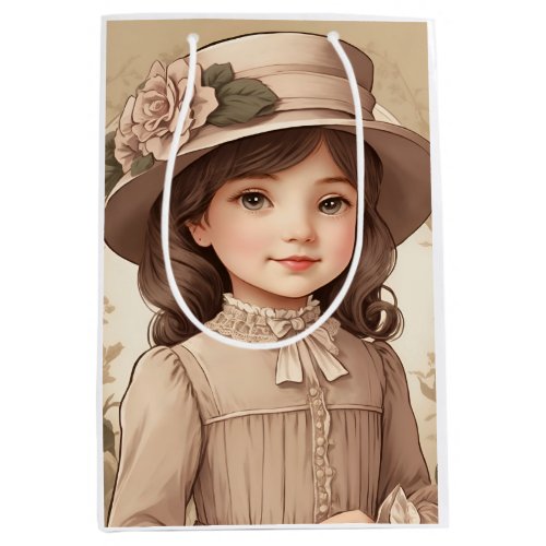 Cute Vintage Victorian Girl Portrait Medium Gift Bag