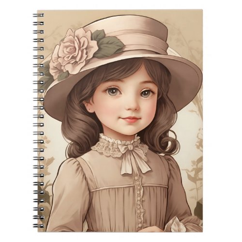 Cute Vintage Victorian Girl Portrait Notebook
