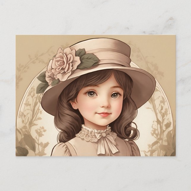 Cute Vintage Victorian Girl Portrait Postcard (Front)