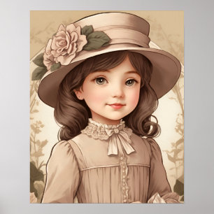 Cute Vintage Victorian Girl Portrait Poster