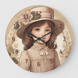 Cute Vintage Victorian Girl Portrait Wall Clock