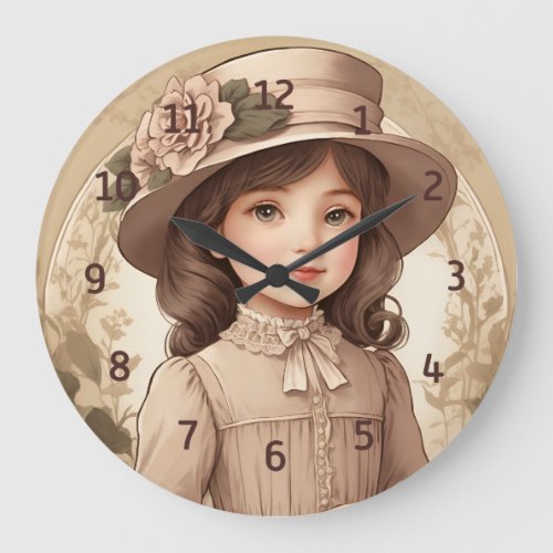 Cute Vintage Victorian Girl Portrait Wall Clock