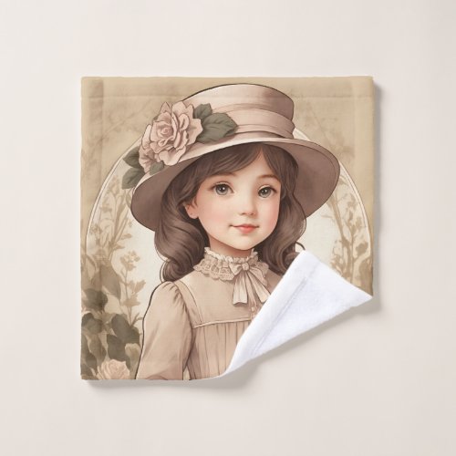 Cute Vintage Victorian Girl Portrait Wash Cloth