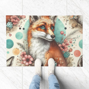 Cute Vintage Watercolo Fox Painting Doormat