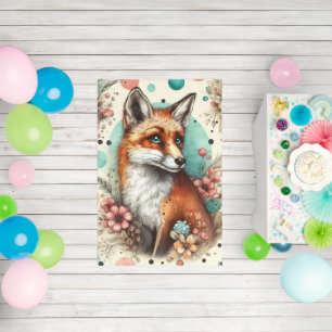 Cute Vintage Watercolo Fox Painting Outdoor Rug
