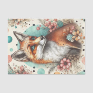 Cute Vintage Watercolo Fox Painting Tissue Paper
