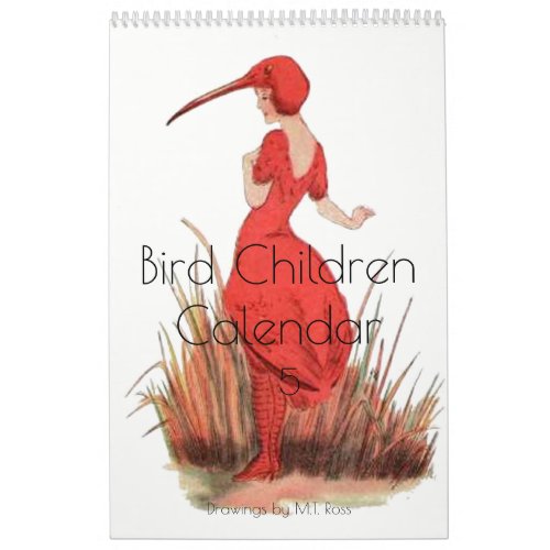 Cute Vintage Watercolor Drawings Bird Children 5 Calendar