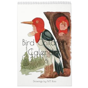Cute Vintage Watercolor Drawings Bird Children 6 Calendar
