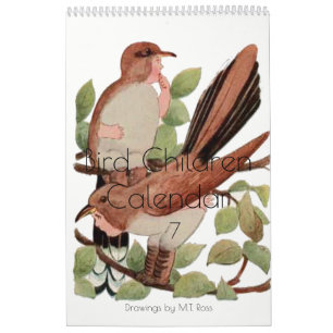 Cute Vintage Watercolor Drawings Bird Children 7 Calendar