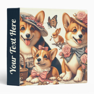 Cute Vintage Welsh Corgi Cardigan 3 Ring Binder