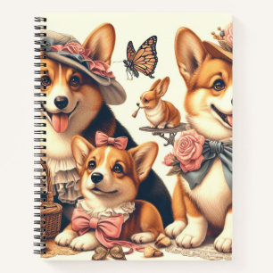 Cute Vintage Welsh Corgi Cardigan Notebook
