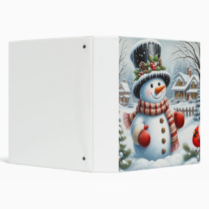 Cute, Vintage/Whimsical Christmas/winter snowman 3 Ring Binder