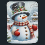 Cute, Vintage/Whimsical Christmas/winter snowman Baby Blanket<br><div class="desc">.</div>