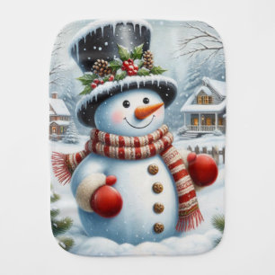 Cute, Vintage/Whimsical Christmas/winter snowman Baby Burp Cloth