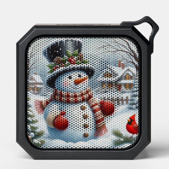 Cute, Vintage/Whimsical Christmas/winter snowman Bluetooth Speaker (Front)