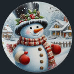 Cute, Vintage/Whimsical Christmas/winter snowman Button<br><div class="desc">.</div>
