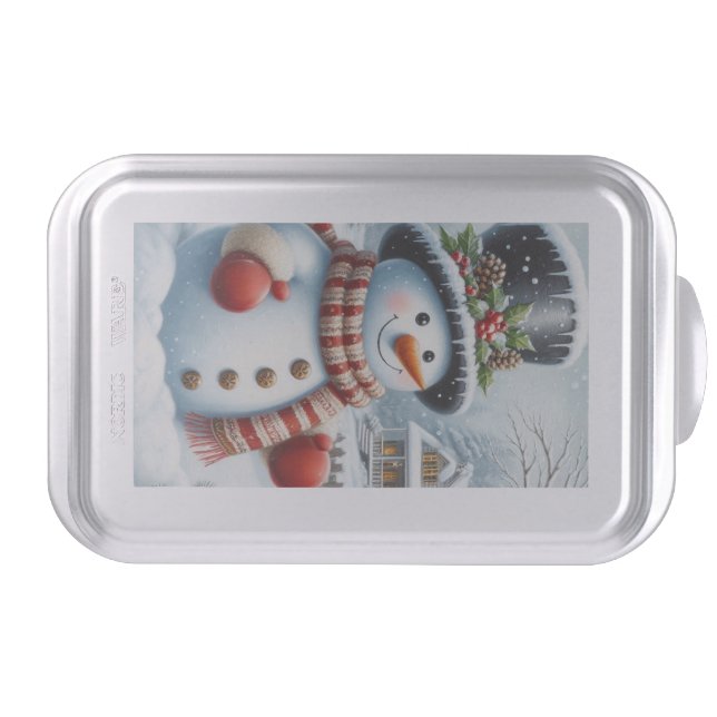 Cute, Vintage/Whimsical Christmas/winter snowman Cake Pan (Front)