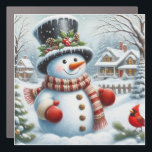 Cute, Vintage/Whimsical Christmas/winter snowman Car Magnet<br><div class="desc">.</div>