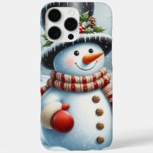 Cute, Vintage/Whimsical Christmas/winter snowman iPhone 16 Pro Max Case