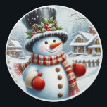 Cute, Vintage/Whimsical Christmas/winter snowman Ceramic Knob<br><div class="desc">.</div>