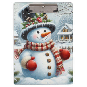 Cute, Vintage/Whimsical Christmas/winter snowman Clipboard