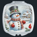 Cute, Vintage/Whimsical Christmas/winter snowman Compact Mirror<br><div class="desc">.</div>