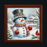 Cute, Vintage/Whimsical Christmas/winter snowman Gift Box<br><div class="desc">.</div>