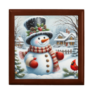 Cute, Vintage/Whimsical Christmas/winter snowman Gift Box