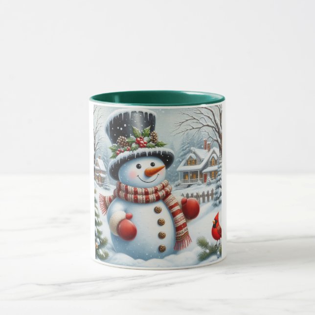 Cute, Vintage/Whimsical Christmas/winter snowman Mug (Center)