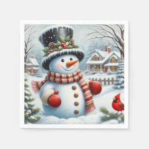 Cute, Vintage/Whimsical Christmas/winter snowman Napkins