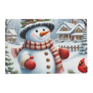 Cute, Vintage/Whimsical Christmas/winter snowman Placemat
