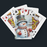 Cute, Vintage/Whimsical Christmas/winter snowman Poker Cards<br><div class="desc">.</div>