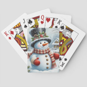 Cute, Vintage/Whimsical Christmas/winter snowman Poker Cards